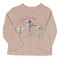 Světlerůžová sametová mikina s vílami PRIMARK