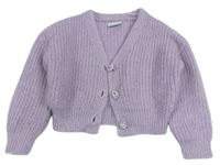 Světlefialový žebrovaný propínací oversize crop svetr se třpytkami Matalan