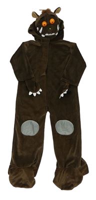 Kostým - Tmavohnědá plyšová kombinéza s kapucí - Gruffalo