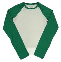 Bílo-tmavozelené crop triko H&M