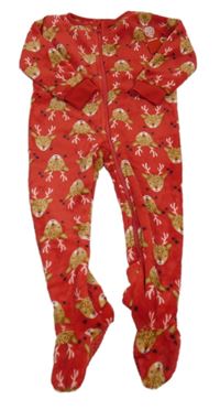 Nové - červená plyšová kombinéza se soby St. Bernard