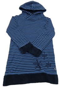 Modro-tmavomodré pruhované teplákové šaty s vločkami a kapucí JAKO-O