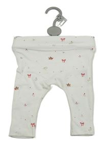 Nové - bílé puntíkaté tepláky s ptáčky a mašličkami St. Bernard