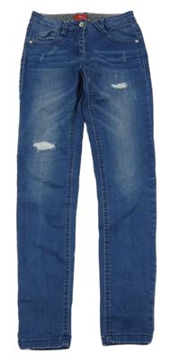 Modré slim teplákové rifle s prošoupáním a ošoupáním S. Oliver