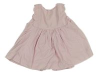 Světlerůžové manšestrové šaty s volánky jacadi