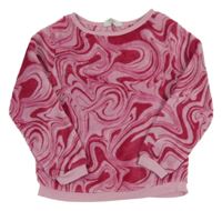 Růžovo-vínová vzorovaná plyšová mikina H&M