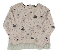 Světlerůžová melírovaná mikina s baletkami a krajkovým volánkem George