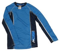 Modro-tmavomodré funkční sportovní triko s nápisem a snowboardistou crivit