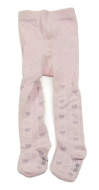 Světlerůžové punčocháče s mašličkami 