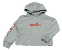 Šedá melírovaná oversize crop mikina s Kitty a kapucí Sanrio