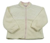 Smetanová huňato/šusťáková bunda s prošívanými květy PRIMARK