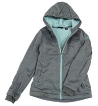 Šedá melírovaná softshellová bunda s nášivkou a kapucí alive