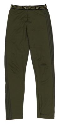 Tmavokhaki legíny se zlatými logy a pruhy RIVER ISLAND