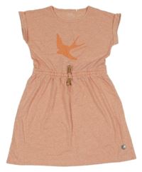 Korálové melírované šaty s ptáčkem YIGGA