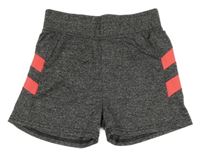 Tmavošedé melírované funkční kraťasy s pruhy 