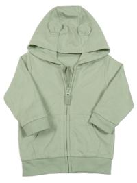 Světleolivová propínací mikina s kapucí s oušky George