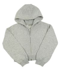 Šedá melírovaná propínací oversize crop mikina s kapucí Matalan