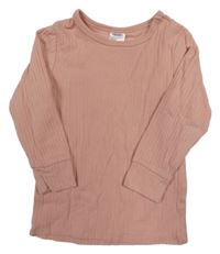 Světlerůžové žebrované triko H&M