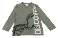 Khaki triko s kostrou dinosaura STC