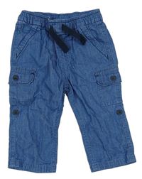 Modré lehké roll-up kalhoty riflového vzhledu C&A