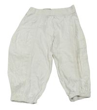 Bílé bavlněné capri kalhoty s madeirou Next