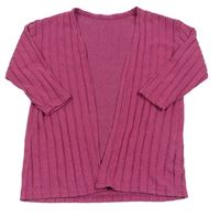 Fuchsiový melírovaný žebrovaný úpletový cardigan Shein