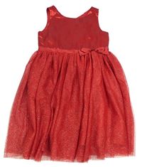 Červené šaty s třpytivou tylovou sukní H&M