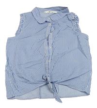 Modro-bílá pruhovaná halenka s uzlem H&M