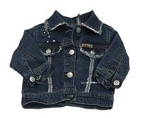 Tmavomodrá riflová bunda s flitry a motýlem