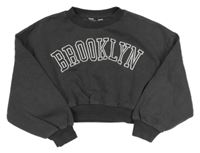 Antracitová crop mikina s nápisem zn. Primark