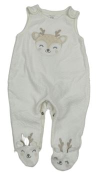 Bílé vzorované sametové dupuačky se srnkou C&A