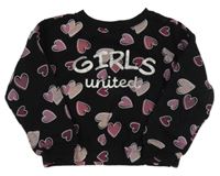 Černá mikina se srdíčky a nápisem Dopodopo