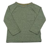 Khaki melírované triko s kapsou Tu