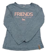 Tmavomodré pruhované triko s nápisem a koněm Yigga