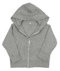 Šedá melírovaná puntíkatá propínací mikina s kapucí Esprit