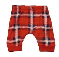 Červeno-tmavomodro-bílé kostkované lehké tepláky