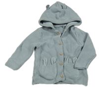 Modrošedý propínací svetr s kapucí Tu