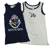 2x nátělník - tmavomodrý s Harry Potter + světlešedý melírovaný s nakladačem