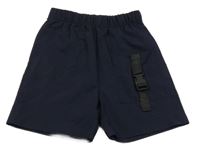 Tmavomodré šusťákové kraťasy s kapsou Shein