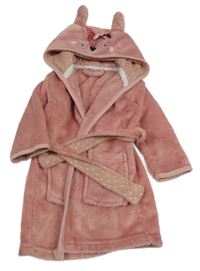 Starorůžový chlupatý župan s kapucí s čumákem Topomini