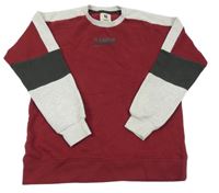 Vínovo-šedo-antracitová mikina s nápisem Garcia