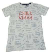 Bílé tričko s nápisy a palmami Blue Seven