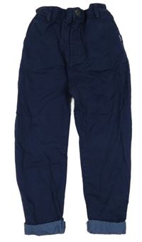 Tmavomodré plátěné chino kalhoty Baker