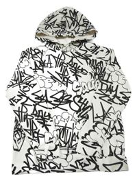 Smetanová mikina s graffiti nápisy a kapucí H&M