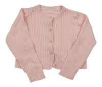 Růžový propínací crop svetr s copánkovým vzorem Mothercare