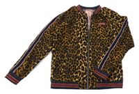 Hnědo-černá podšitá propínací mikina s leopardím vzorem Scotch&Soda