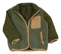 Khaki-hnědá huňato/šusťáková zateplená bunda Dunnes