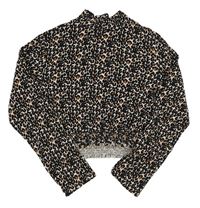 Černo-hnědé leopardí crop triko Next