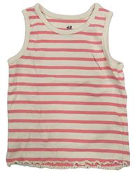 Růžovo-světlerůžový pruhovaný žebrovaný crop top H&M