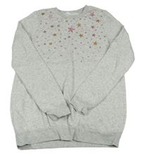 Šedá melírovaná dlouhá mikina s hvězdičkami H&M